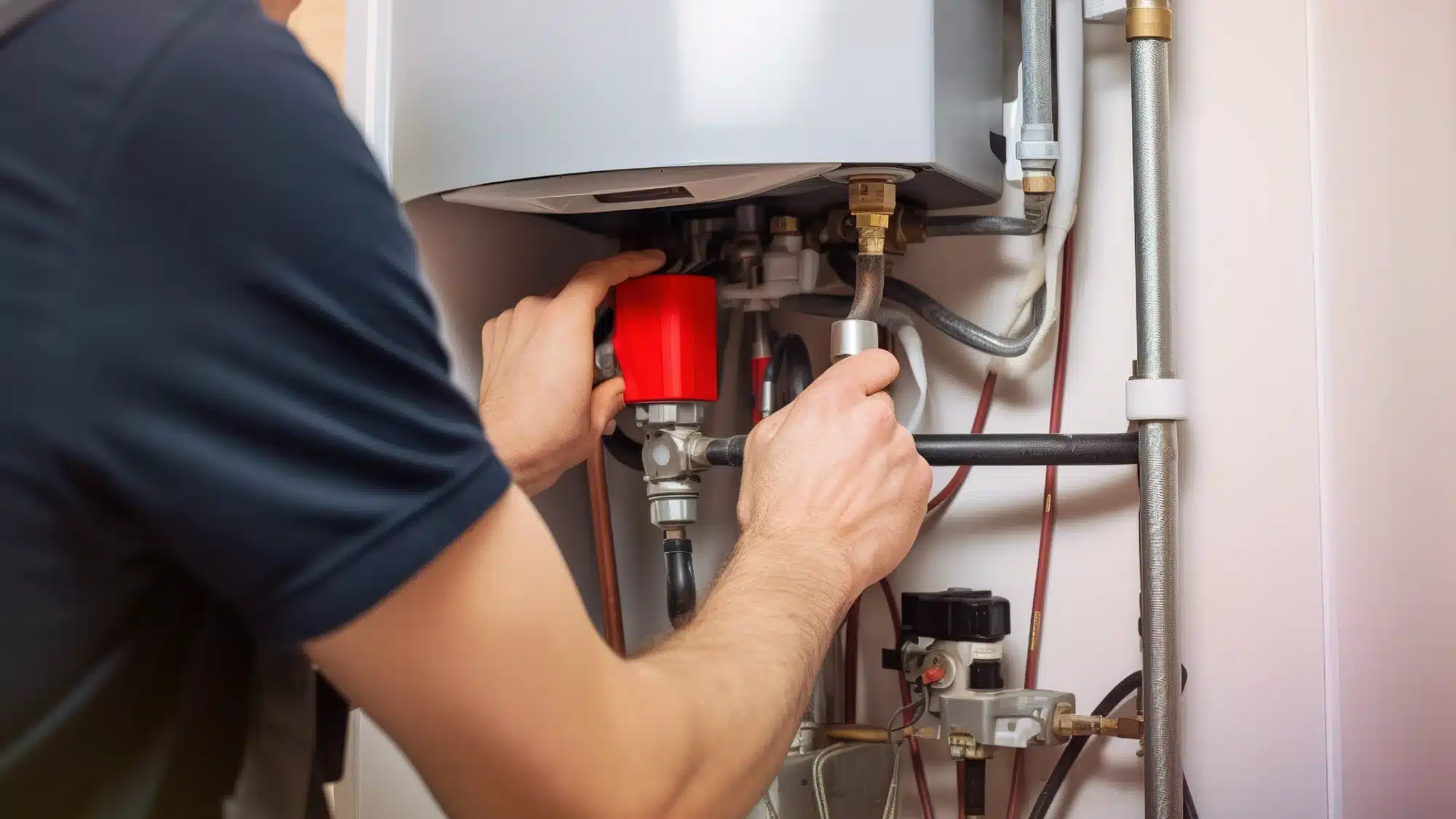 Home water heater unit showing signs of maintenance issues including rust leaks and reduced hot water performance in a residential utility room